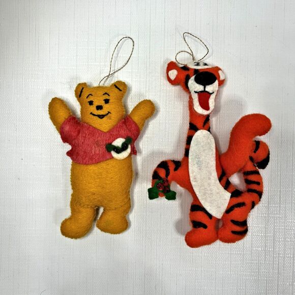 Winnie Pooh Tigger Felt Ornaments Christmas Holiday Disney Handmade Vintage - Picture 1 of 3